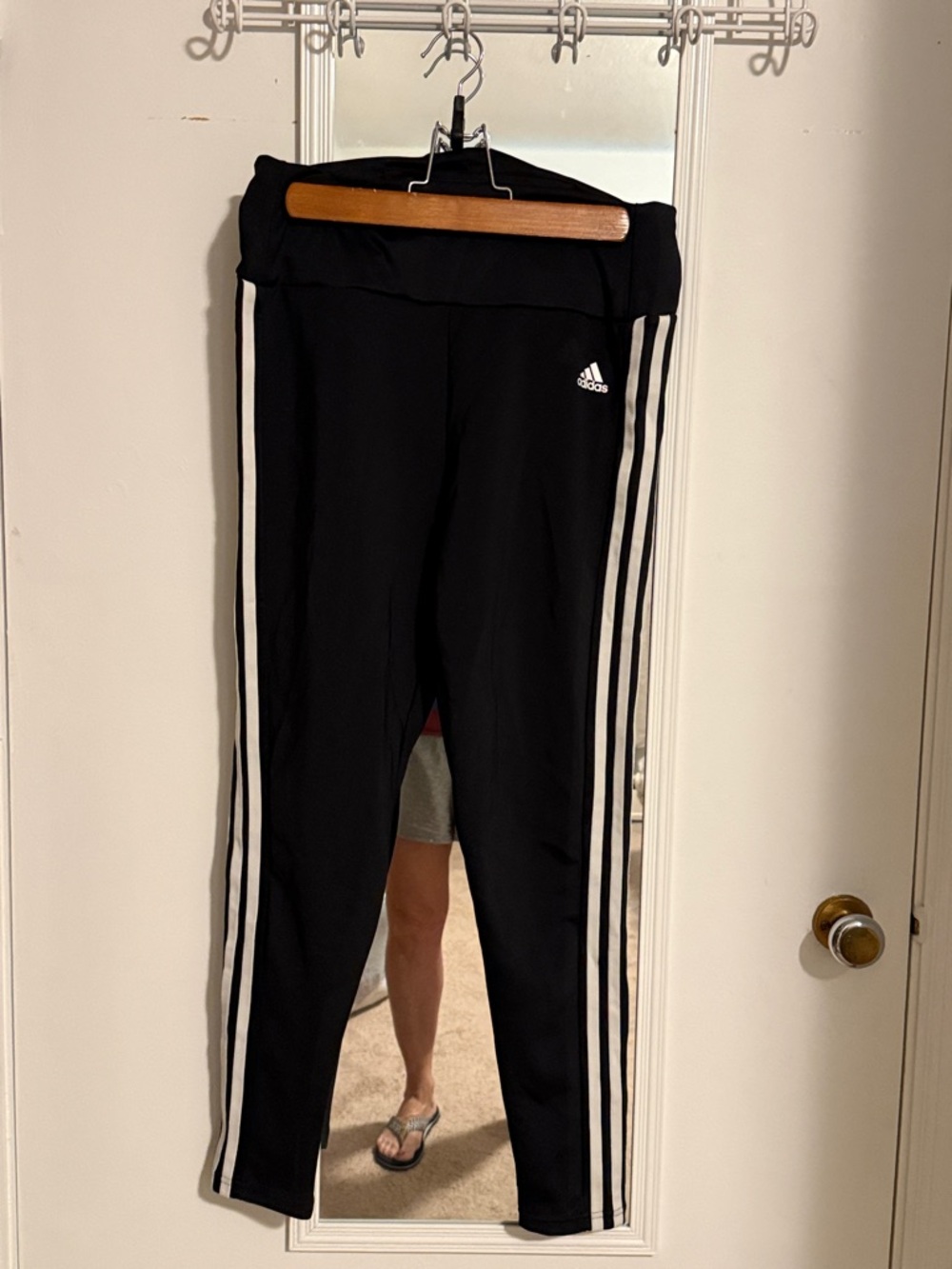 adidas Black Leggings with White Side Stripes